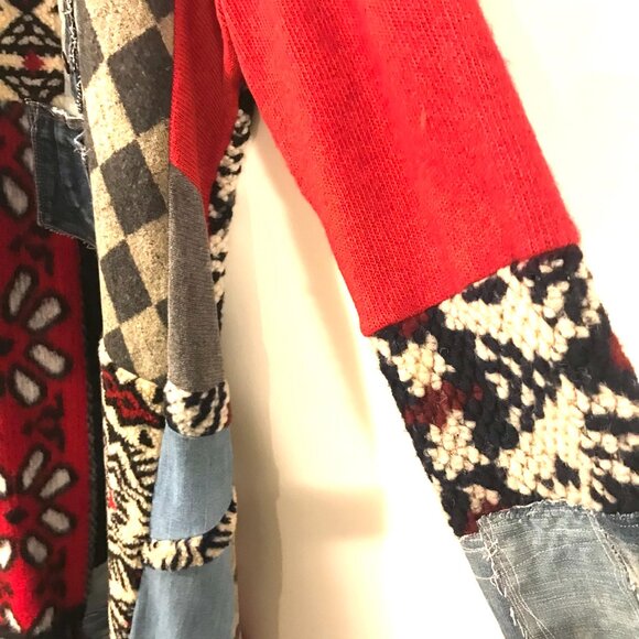 wool tunic/sweater women's size M patchwork midi boho art to wear chunky Retro - Picture 11 of 13